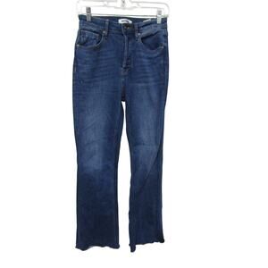 Vigoss Bootcut Raw Hem Jeans 26 – Y2K Medium Wash Distressed Denim